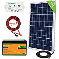 ECO-WORTHY Kit de carga impermeable del panel solar de 10W 12V con batería de fosfato de hierro de litio LiFePO4 de 10Ah
